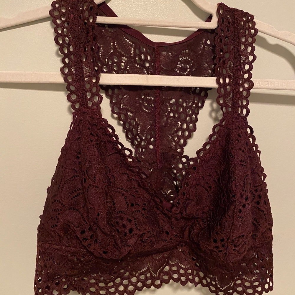 Maroon Floral Patterned Bralette